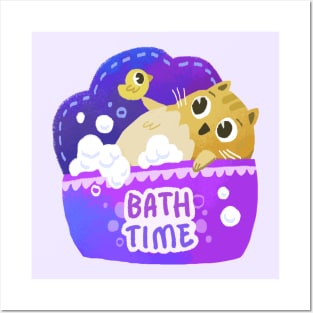 bath time cat Posters and Art